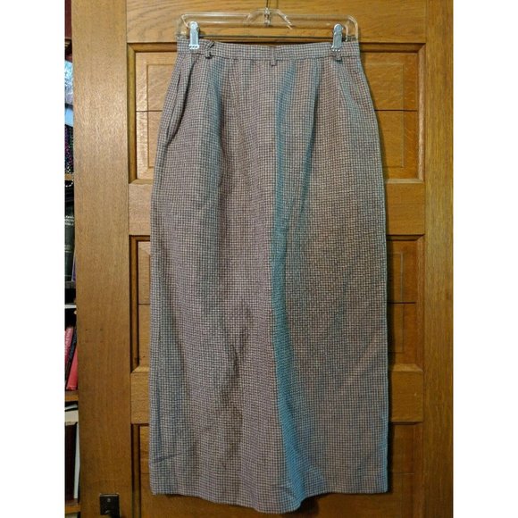 Pendleton Size 8 Straight Skirt Brown Plaid Slit Business Womens - Picture 3 of 7